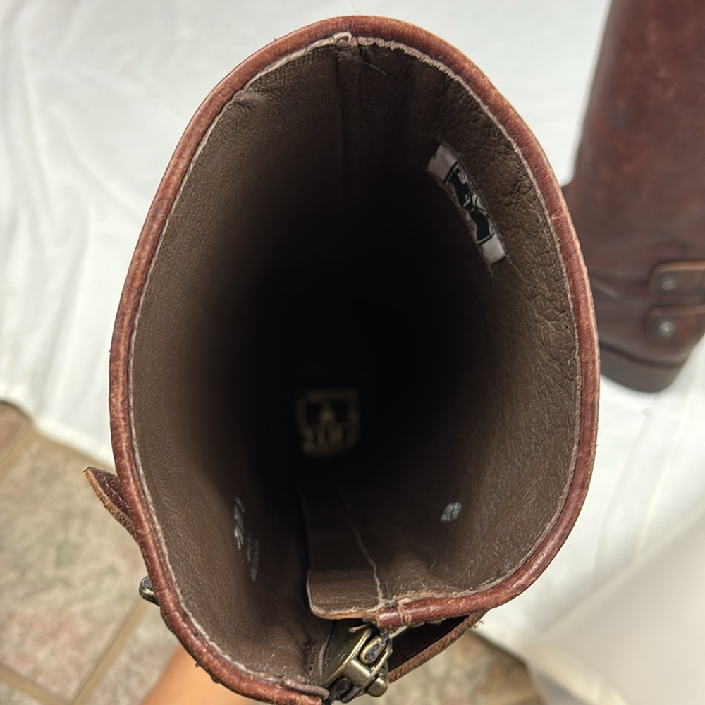 Frye Brown Leather Knee-High Harness Boots - Picture 9 of 9